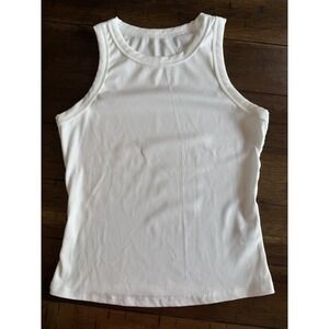 SHEIN Essnce Solid Tank Top Ribbed Shirt White Size Medium Basic Lounge‎ Tank